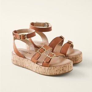 Cordani Tan Platform Sandals with Cork Base